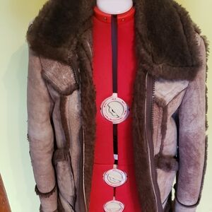 Brown Shearling Leather Coat